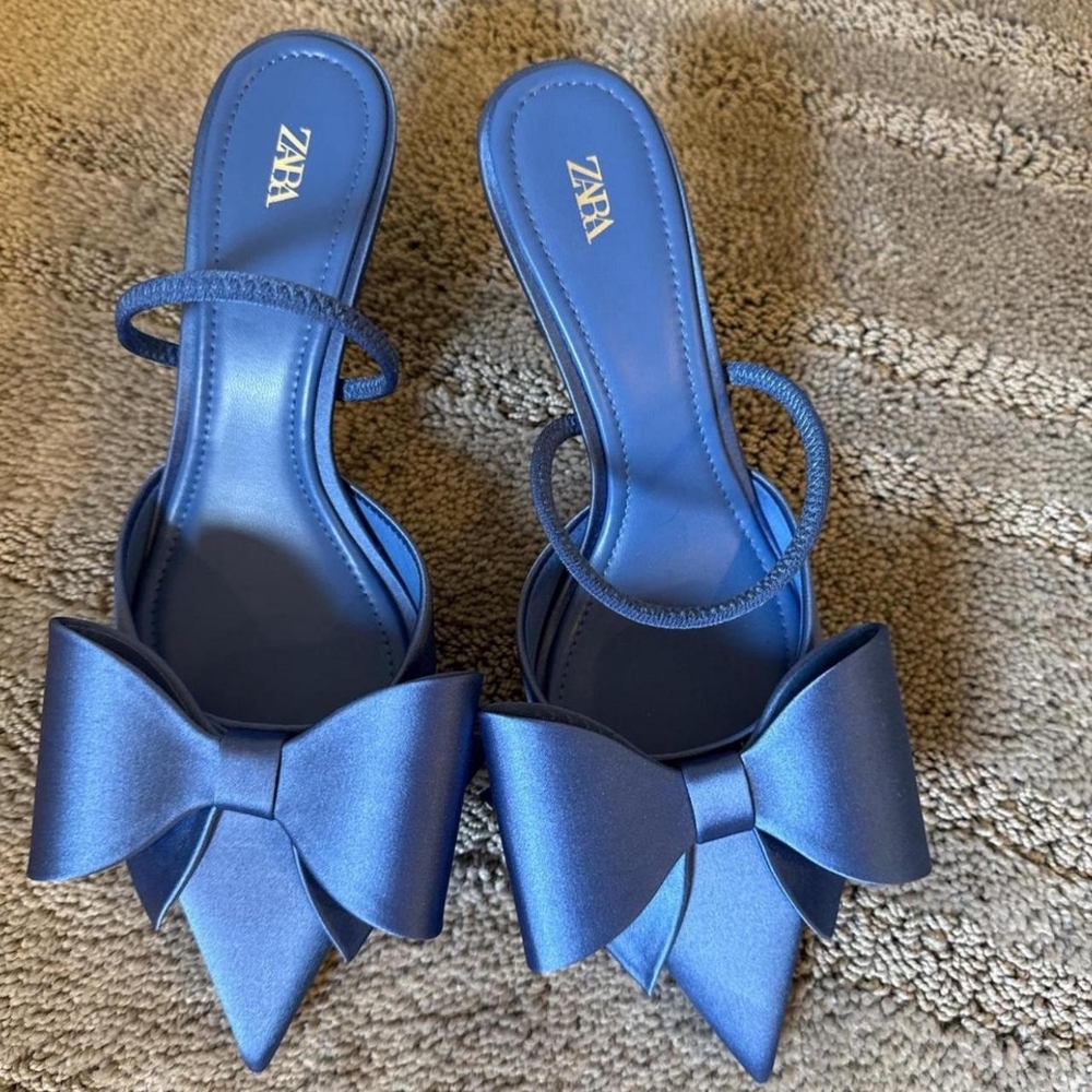 Zara Women's Blue Bow Heels